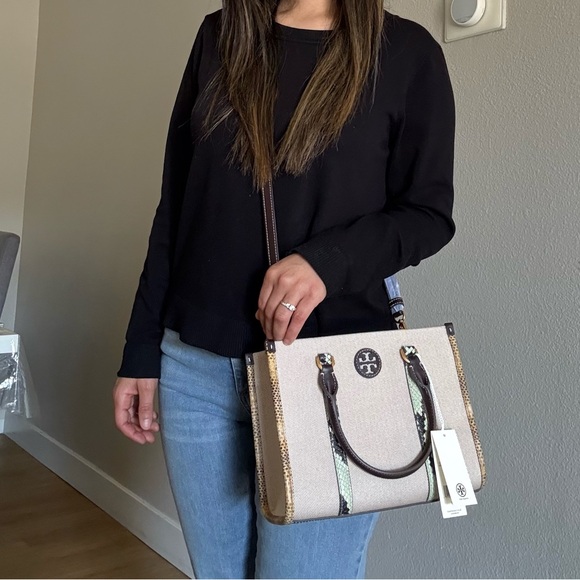 NWT Tory Burch blake canvas embossed small tote 163053 - Picture 12 of 14